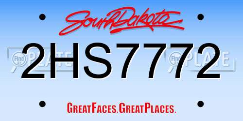 2HS7772 South Dakota License Plate