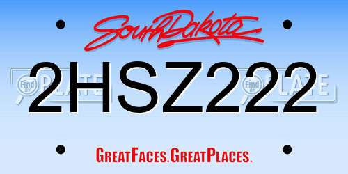 2HSZ222 South Dakota License Plate