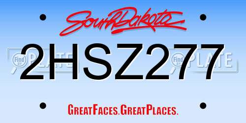 2HSZ277 South Dakota License Plate