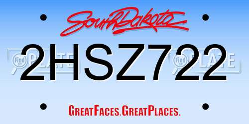2HSZ722 South Dakota License Plate