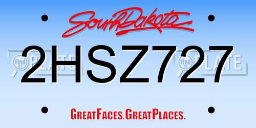 2HSZ727 South Dakota License Plate