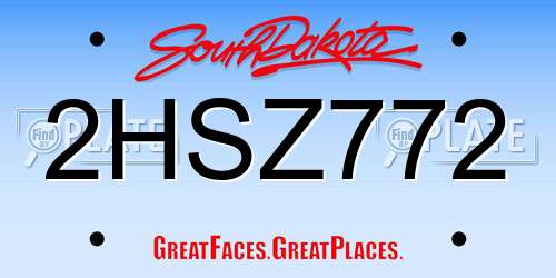 2HSZ772 South Dakota License Plate