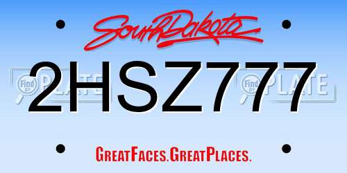 2HSZ777 South Dakota License Plate
