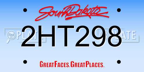 2HT298 South Dakota License Plate