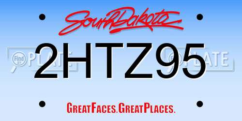 2HTZ95 South Dakota License Plate
