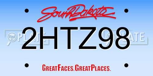 2HTZ98 South Dakota License Plate