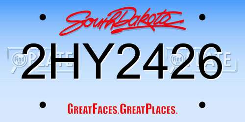 2HY2426 South Dakota License Plate
