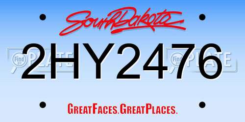 2HY2476 South Dakota License Plate