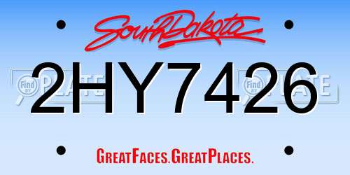 2HY7426 South Dakota License Plate