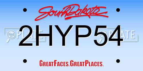 2HYP54 South Dakota License Plate