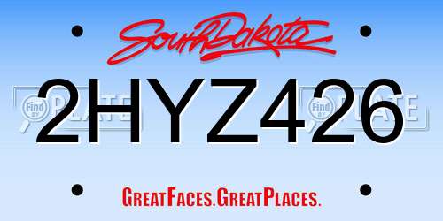 2HYZ426 South Dakota License Plate