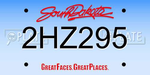 2HZ295 South Dakota License Plate