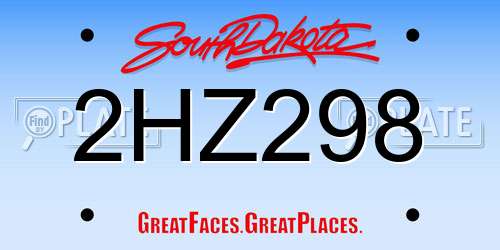 2HZ298 South Dakota License Plate