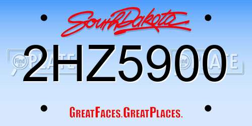 2HZ5900 South Dakota License Plate