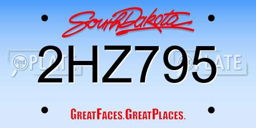 2HZ795 South Dakota License Plate