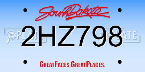 2HZ798 South Dakota License Plate