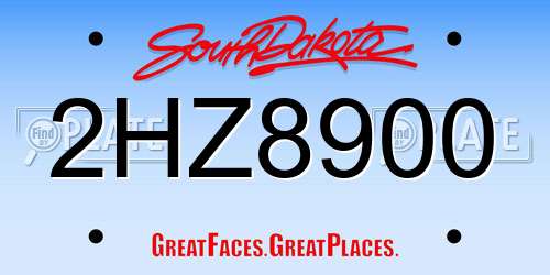 2HZ8900 South Dakota License Plate