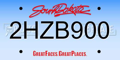 2HZB900 South Dakota License Plate