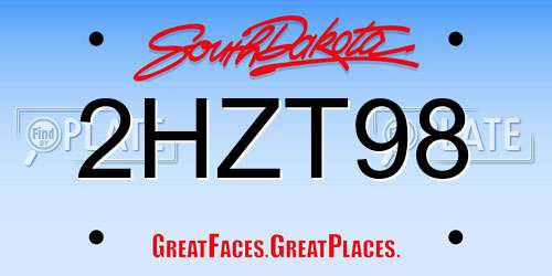 2HZT98 South Dakota License Plate
