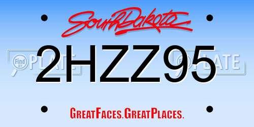 2HZZ95 South Dakota License Plate