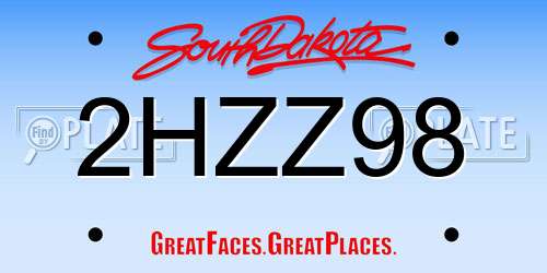 2HZZ98 South Dakota License Plate