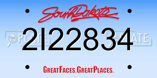 2I22834 South Dakota License Plate