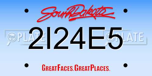2I24E5 South Dakota License Plate