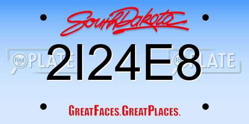 2I24E8 South Dakota License Plate