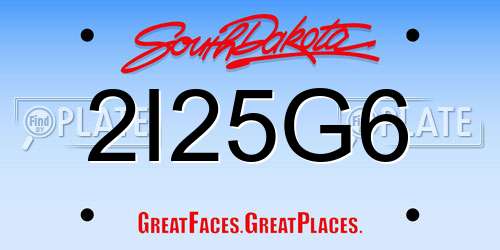 2I25G6 South Dakota License Plate