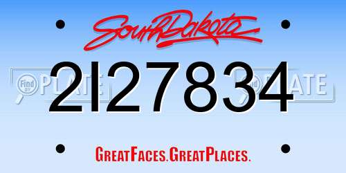 2I27834 South Dakota License Plate