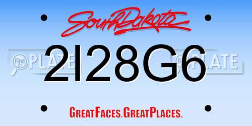 2I28G6 South Dakota License Plate