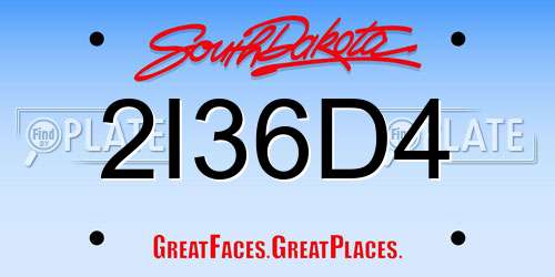 2I36D4 South Dakota License Plate