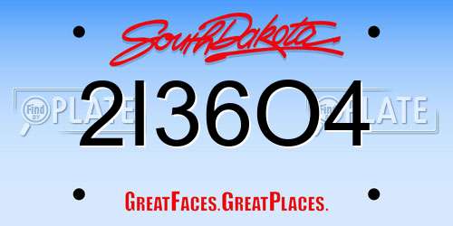 2I36O4 South Dakota License Plate