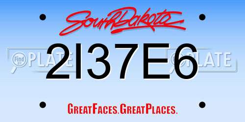 2I37E6 South Dakota License Plate