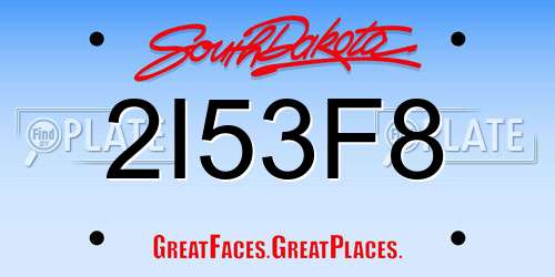 2I53F8 South Dakota License Plate