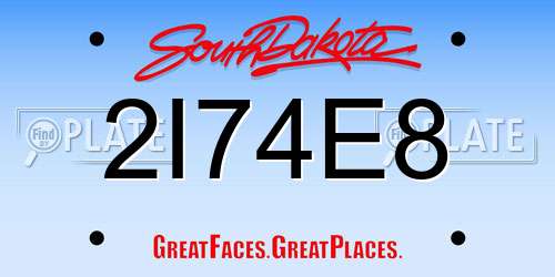 2I74E8 South Dakota License Plate