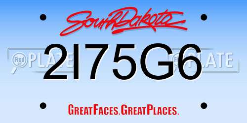 2I75G6 South Dakota License Plate