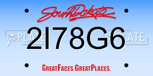 2I78G6 South Dakota License Plate