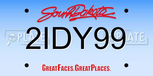 2IDY99 South Dakota License Plate