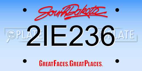 2IE236 South Dakota License Plate