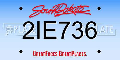 2IE736 South Dakota License Plate