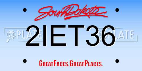 2IET36 South Dakota License Plate