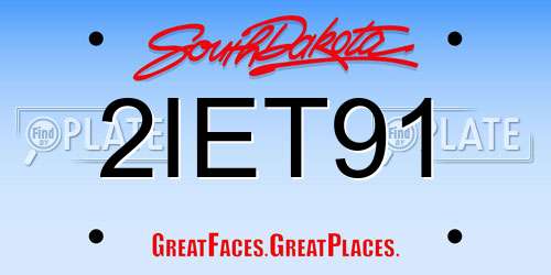 2IET91 South Dakota License Plate