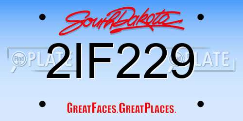 2IF229 South Dakota License Plate