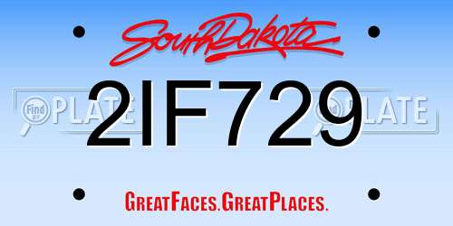 2IF729 South Dakota License Plate