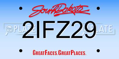 2IFZ29 South Dakota License Plate