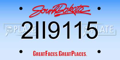 2II9115 South Dakota License Plate