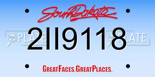 2II9118 South Dakota License Plate