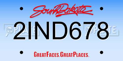2IND678 South Dakota License Plate