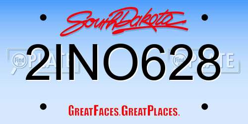 2INO628 South Dakota License Plate